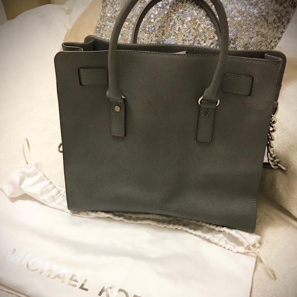 MICHAEL KORS HEATHER GREY LARGE LEATHER TOTE - Picture 5 of 8